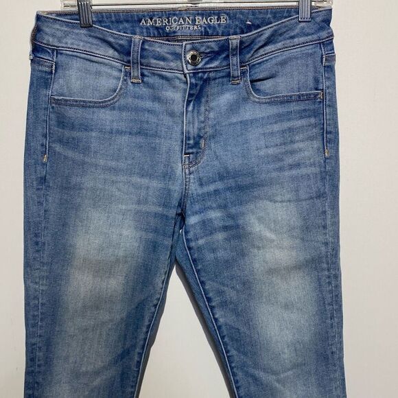 American Eagle Outfitters Women's Blue Super Stretch Skinny Jeans Size 10 Short - Picture 1 of 11